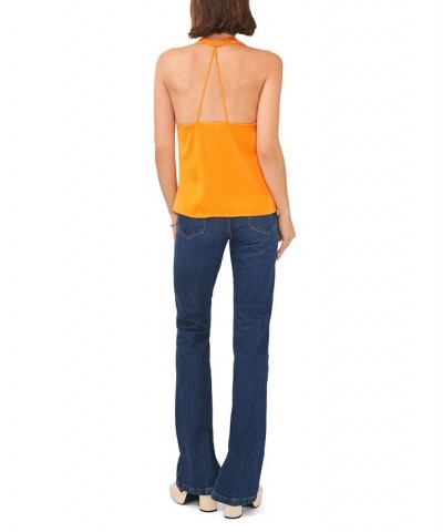 Women's V-neck Halter Top Orange $36.34 Tops