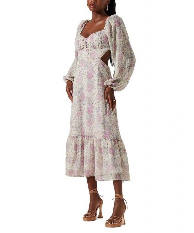 Women's Shayla Floral Midi Dress Lilac Blue Multi $50.56 Dresses