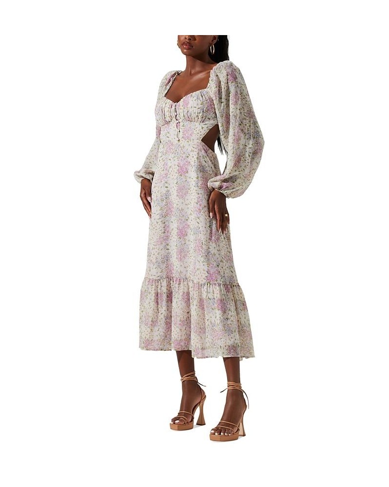 Women's Shayla Floral Midi Dress Lilac Blue Multi $50.56 Dresses