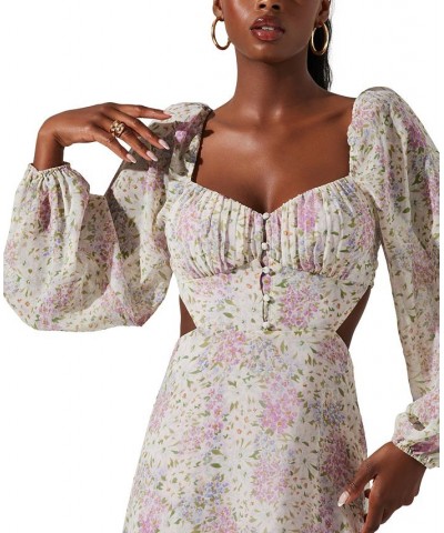 Women's Shayla Floral Midi Dress Lilac Blue Multi $50.56 Dresses