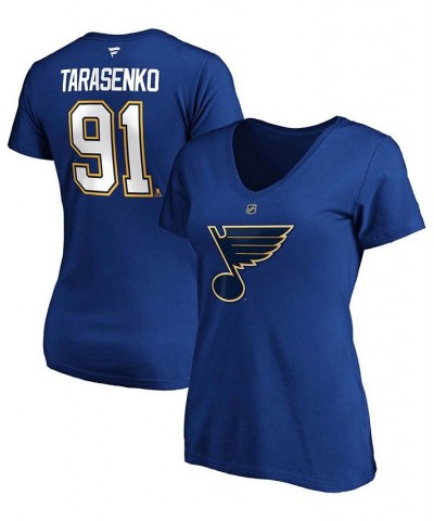 Women's Vladimir Tarasenko Blue St. Louis Blues Authentic Stack Name Number V-Neck T-shirt Blue $23.09 Tops