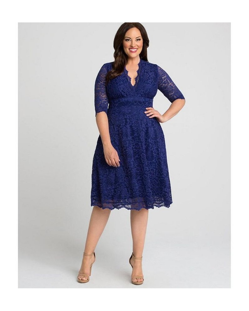 Women's Plus Size Mademoiselle Lace Dress Blue $73.92 Dresses