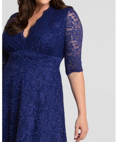 Women's Plus Size Mademoiselle Lace Dress Blue $73.92 Dresses