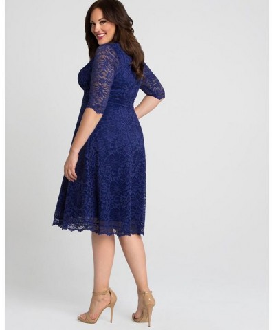 Women's Plus Size Mademoiselle Lace Dress Blue $73.92 Dresses