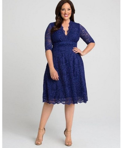 Women's Plus Size Mademoiselle Lace Dress Blue $73.92 Dresses