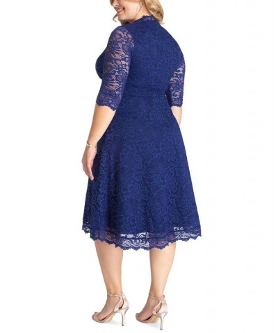 Women's Plus Size Mademoiselle Lace Dress Blue $73.92 Dresses