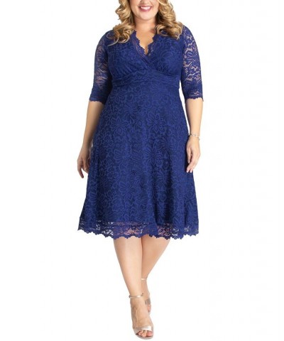 Women's Plus Size Mademoiselle Lace Dress Blue $73.92 Dresses