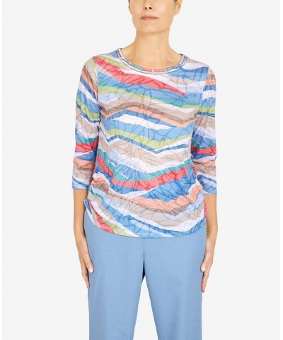 Petite Peace of Mind Abstract Stripe Double Strap Crewneck Top Multi $26.28 Tops