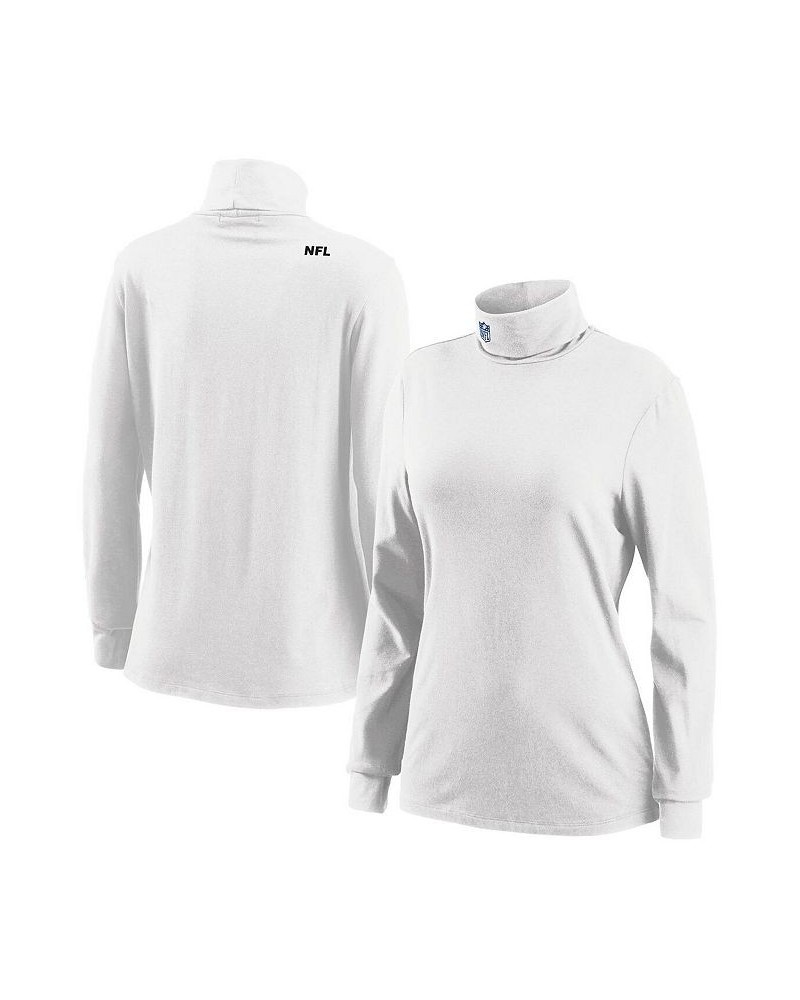 Women's White NFL Long Sleeve Tri-Blend Turtleneck T-shirt White $25.91 Tops