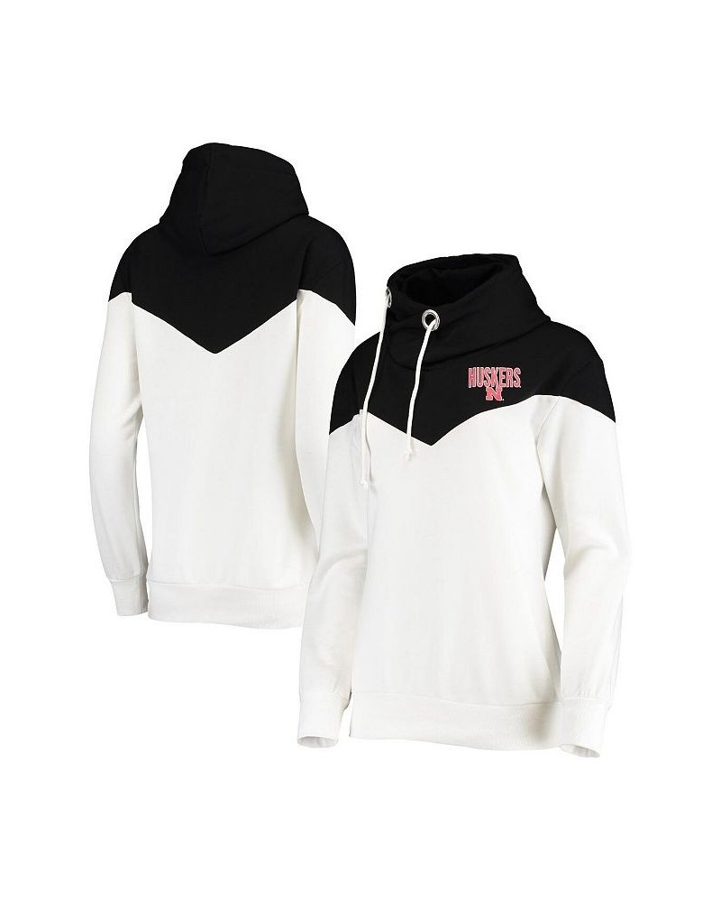 Women's White Black Nebraska Huskers Old School Arrow Blocked Cowl Neck Tri-Blend Pullover Hoodie White, Black $29.25 Sweatsh...