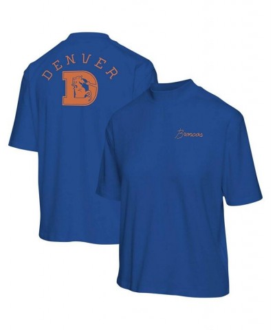 Women's Royal Denver Broncos Half-Sleeve Mock Neck T-shirt Royal $26.21 Tops