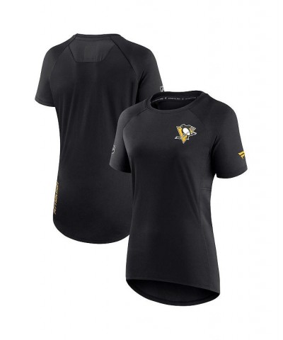 Women's Branded Black Pittsburgh Penguins Authentic Pro Rink Raglan Tech T-shirt Black $29.49 Tops