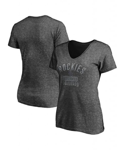 Women's Heather Charcoal Colorado Rockies Old Time Favorite V-Neck T-shirt Heathered Charcoal $21.19 Tops