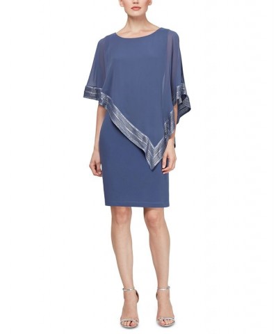 Metallic-Trim Capelet Sheath Dress Lilac Haze $42.51 Dresses