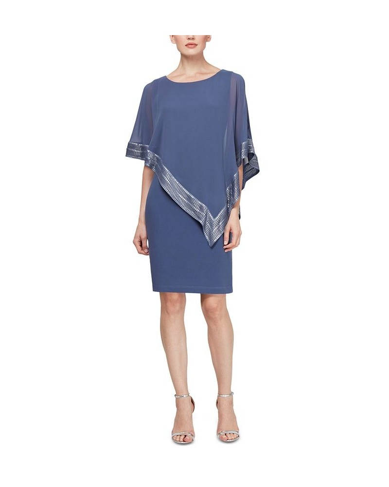 Metallic-Trim Capelet Sheath Dress Lilac Haze $42.51 Dresses