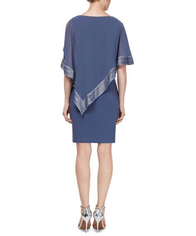 Metallic-Trim Capelet Sheath Dress Lilac Haze $42.51 Dresses