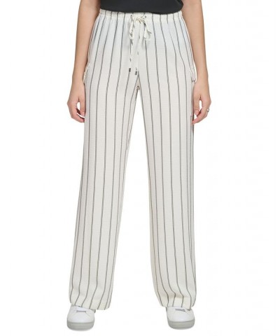 Striped Drawstring Cargo Pants White Black Combo $26.75 Pants