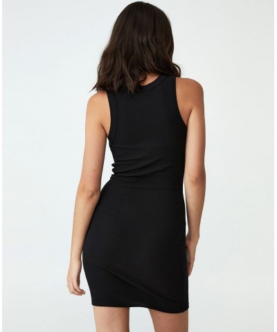 Women's Rib Racer Mini Dress Black $25.19 Dresses