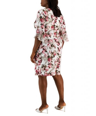 Plus Size 3/4-Sleeve Sheath Dress Rose $48.95 Dresses