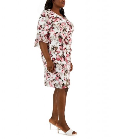 Plus Size 3/4-Sleeve Sheath Dress Rose $48.95 Dresses