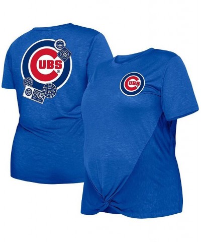 Women's Royal Chicago Cubs Plus Size Two-Hit Front Knot T-shirt Royal $22.00 Tops