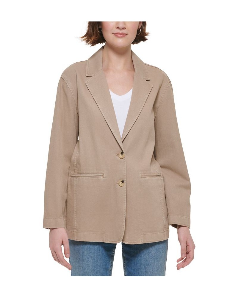 Women's Cotton Oversized Blazer Suede $67.28 Jackets