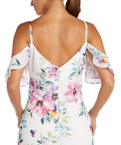 Cold-Shoulder High-Low Gown White Floral $41.28 Dresses