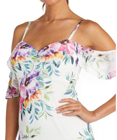 Cold-Shoulder High-Low Gown White Floral $41.28 Dresses