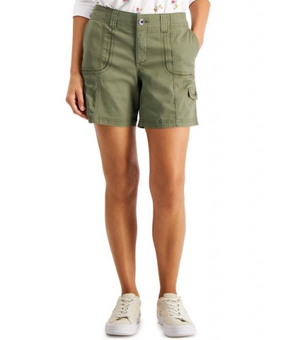 Petite Zig Zag Stitch Cargo Shorts Green $14.28 Shorts