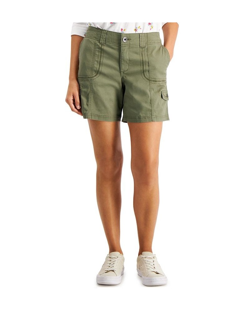 Petite Zig Zag Stitch Cargo Shorts Green $14.28 Shorts